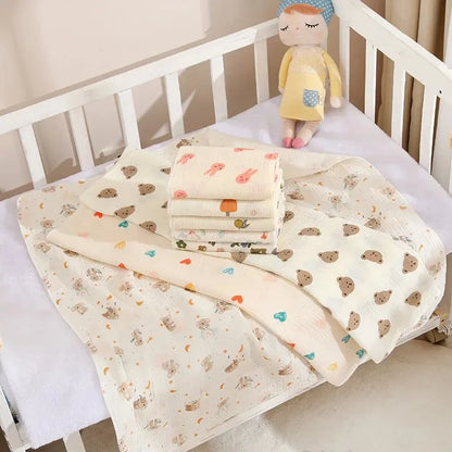 Couverture bébé en coton 80 × 80 cm – Motifs tendres
