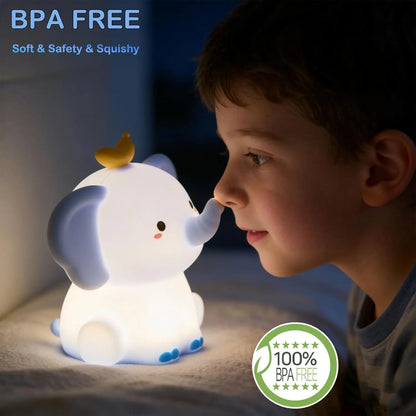 Veilleuse Lumineuse Bebe Éléphant – Lampe Rechargeable Tactile & Dimmable pour Chambre Bébé
