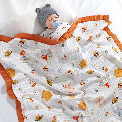 Couverture bebe naissance en gaze de coton 6 couches – 110 × 110 cm