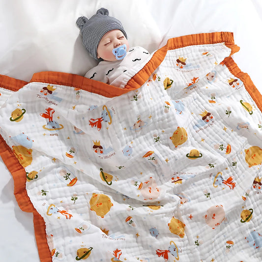 Couverture bebe naissance en gaze de coton 6 couches – 110 × 110 cm