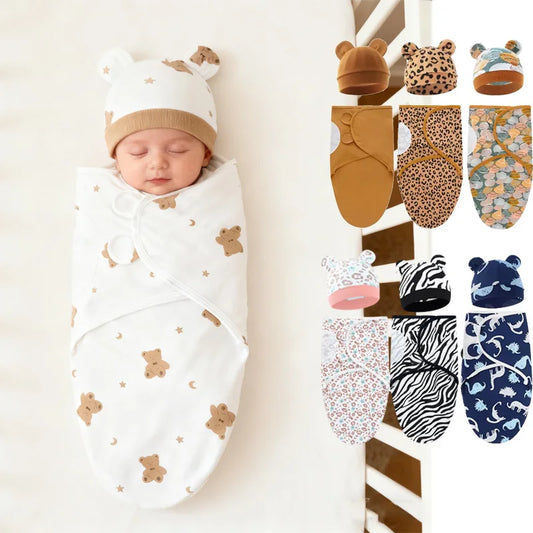 Emmaillotage bébé lange en coton – motifs animaux