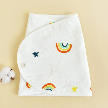 Emmaillotage bebe nuit en coton fin, motifs arc-en-ciel et fraise