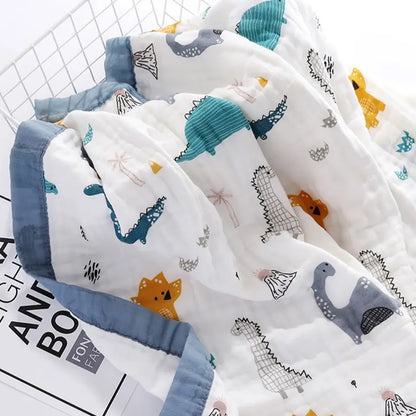 Couverture bebe naissance en gaze de coton 6 couches – 110 × 110 cm