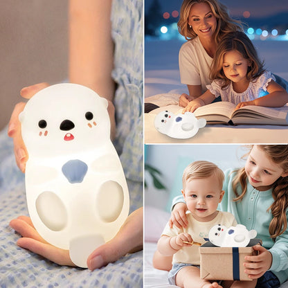 Veilleuse Douce Bebe Loutre en Silicone – LED Rechargeable Tactile