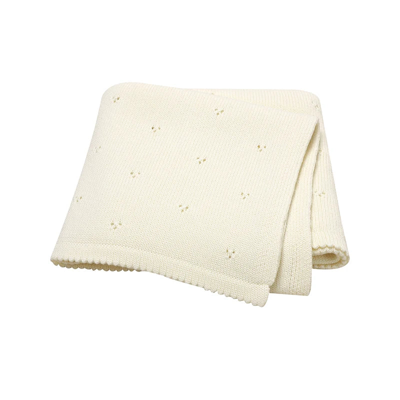 Couverture tricot pour bébé en coton 90 × 70 cm