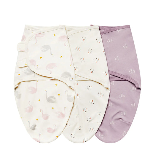 Emmaillotage bébé lange en coton, lot de 3 cygnes et arbres