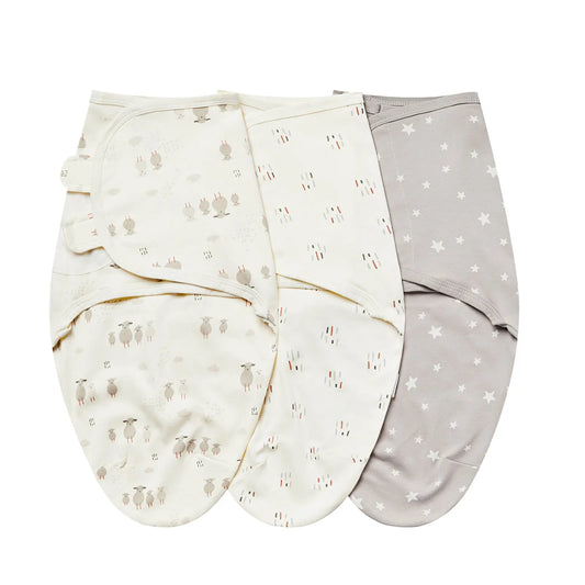 Emmaillotage bébé lange en coton, lot de 3 à motifs doux