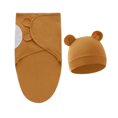 Emmaillotage bébé lange en coton avec bonnet à oreilles