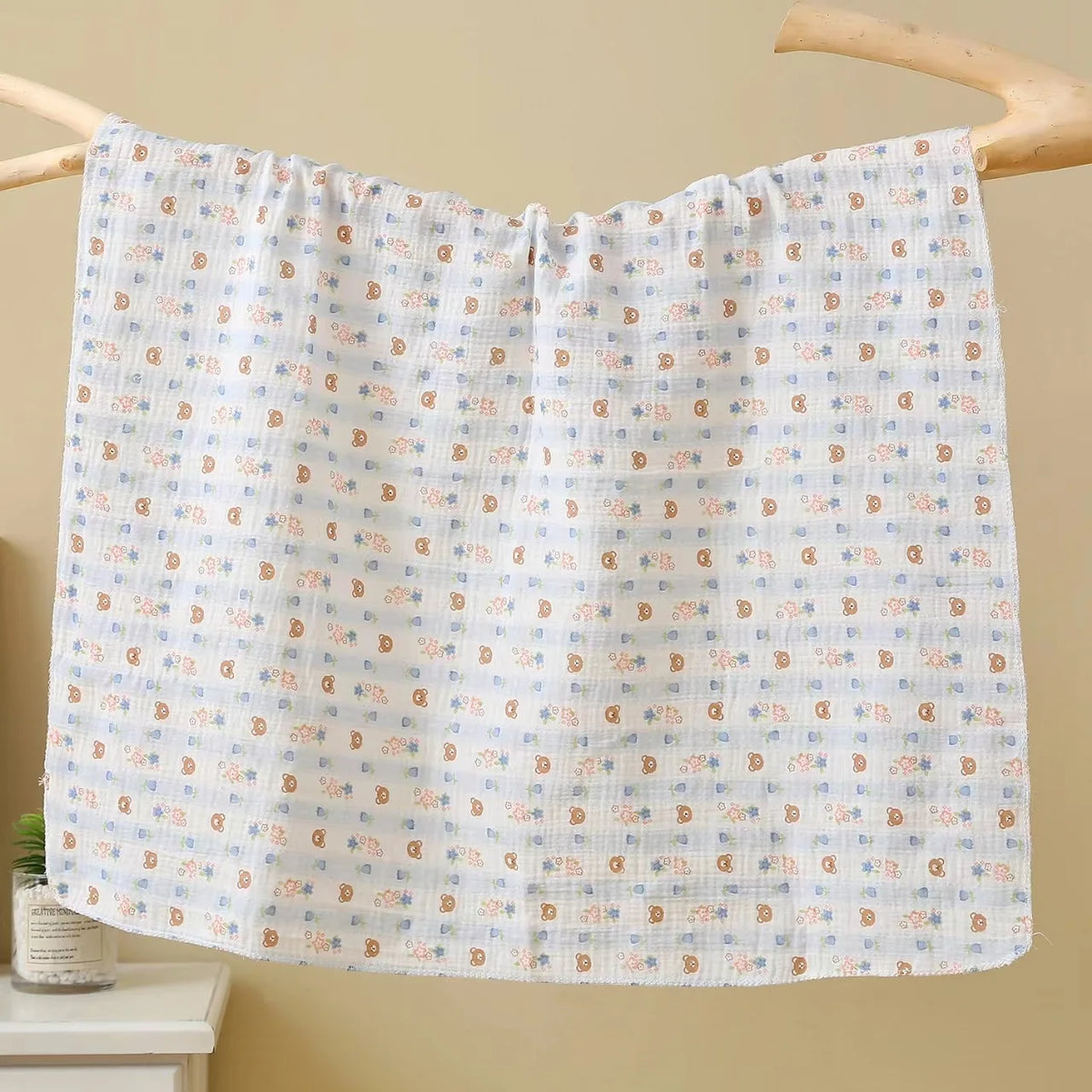 Couverture bébé en mousseline de coton – 80 × 80 cm