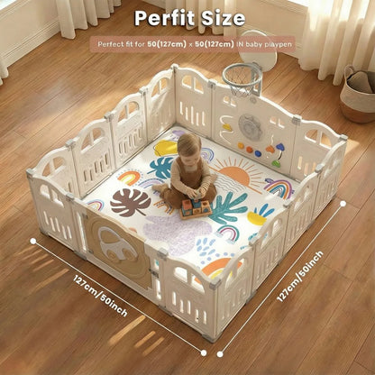 Tapis d’éveil bébé pliable et rembourré 127 x 127 cm