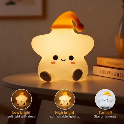 Veilleuse Douce Bebe Étoile en Silicone – Lampe Tactile Rechargeable pour Chambre Bébé