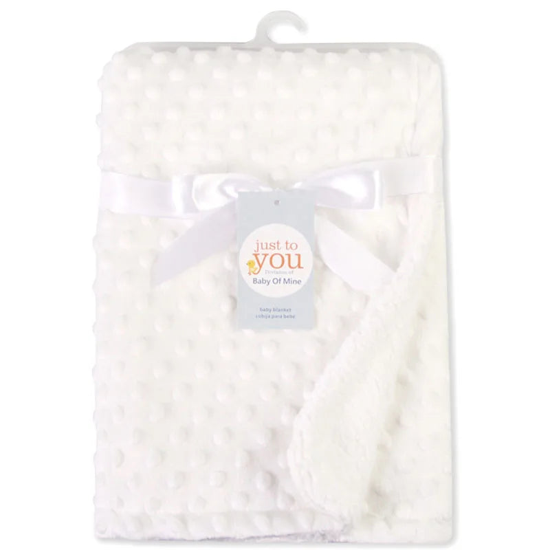 Couverture bébé polaire unie – Bleu, blanc ou gris