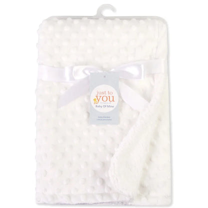 Couverture bébé polaire unie – Bleu, blanc ou gris