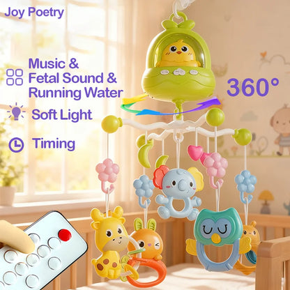 360° Bird Musical Remote Control Baby Crib Mobile Rotating Soft Light Bed Bell Toy Timing Hanging Infant Newborn Bedside Gift