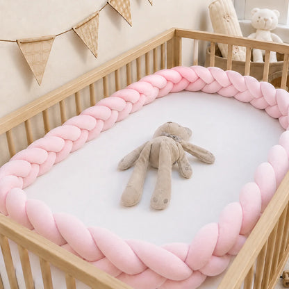 Hand-Woven Knotted Crib Bumper – Soft Plush Bedside Guard/Cushioned Rail, Suitable for Playpens and Toddler Beds (1m–3.2m)