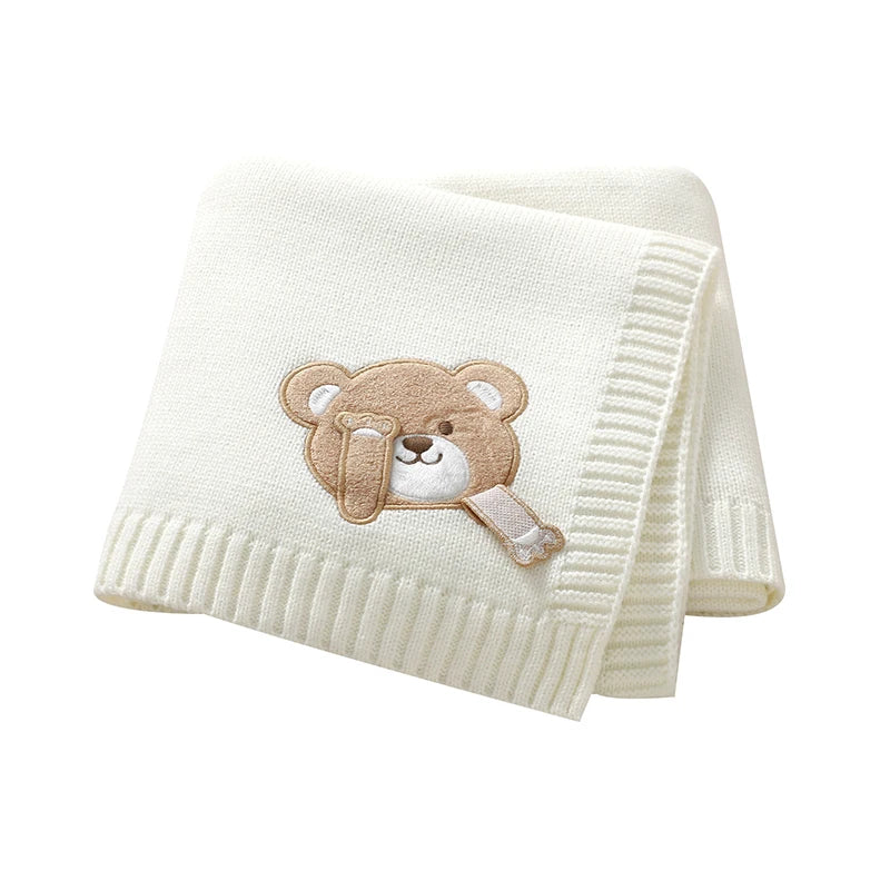 Couverture tricot pour bébé 90x70 cm - maille douce toutes saisons