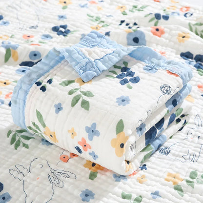 Couverture bebe naissance en gaze de coton – Lapins ou animaux polaires