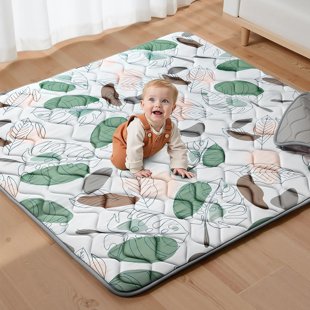 Tapis d’éveil bébé pliable, moelleux et antidérapant