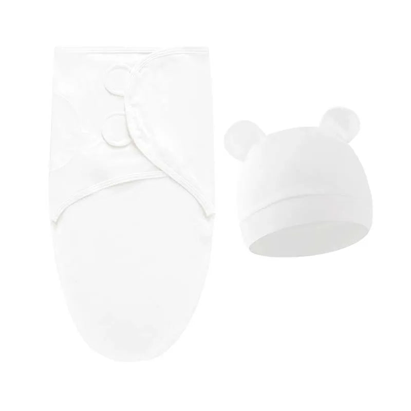 Couverture emmaillotage bébé en coton avec bonnet