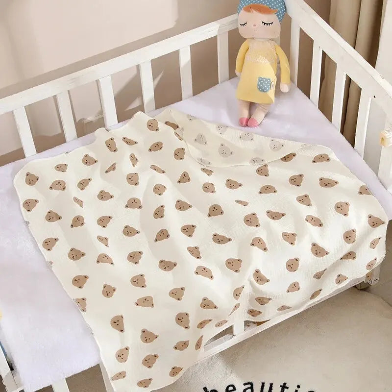 Couverture bébé en coton 80 × 80 cm – Motifs tendres
