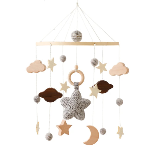 Mobile musical en bois pour bébé – Étoile, Éléphant ou Baleine