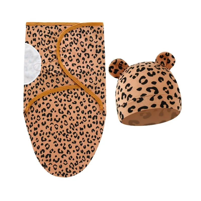 Emmaillotage bébé lange en coton avec bonnet à oreilles