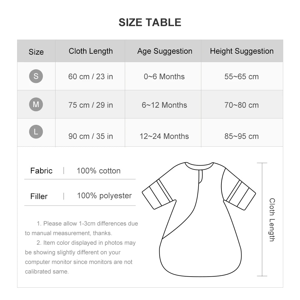 Gigoteuse bébé hiver à manches amovibles – 2,5 et 3,5 TOG