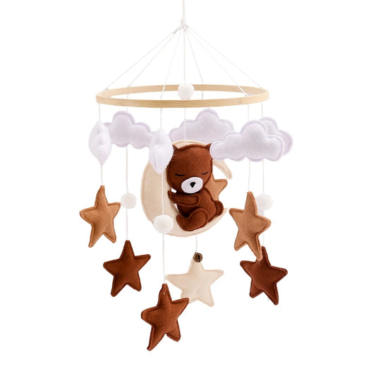 Mobile musical en bois pour bébé – Ours, Baleine, Lapin ou Nuage