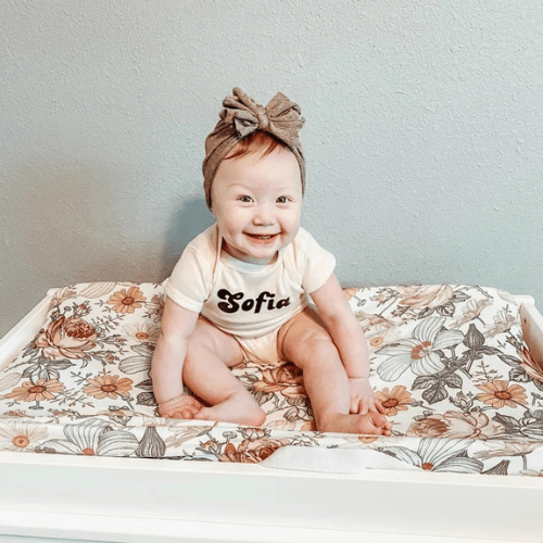 HOUSSE POUR MATELAS À LANGER | FLEURS - Palais des petits