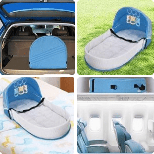 Réducteur de lit bébé BestBabyMosquito™ portable avec filet anti-insectes, coussin confortable et design pliable pour voyages et maison.