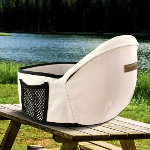 Porte bébé avec tabouret de taille ergonomique beige pour nouveau-nés et tout-petits, confort et soutien dos