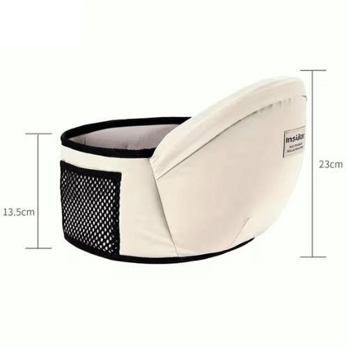 porte bébé tabouret de taille beige avec poche filet ergonomic pour bébé et porteur