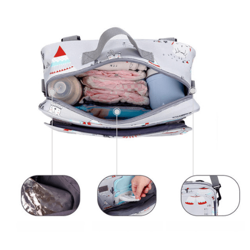 Sac à langer bébé spacieux et organisé avec compartiments multiples, imperméable, convertible sac poussette, design pratique et élégant pour parents modernes