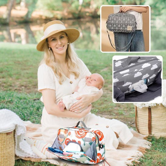 Sac à langer pratique et stylé avec compartiments multiples, sac poussette adapté, matériaux résistants et design compact pour parents modernes.