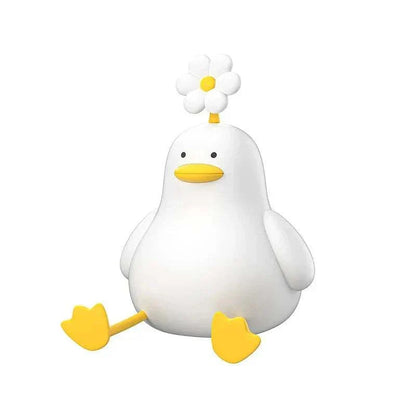 veilleuse bébé-blanche en forme de canard avec fleur lumineuse pour nuits apaisantes des enfants