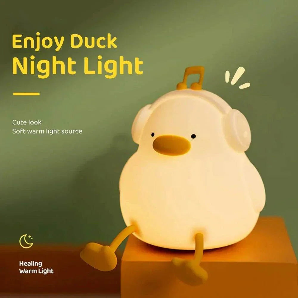 Veilleuse bébé-blanche en forme de canard avec lumière douce et chaude pour nuits apaisantes