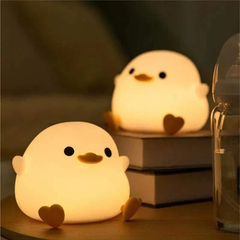 veilleuse bébé-blanche en forme de canard lumineux doux pour chambre d'enfant